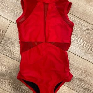 Five dancewear red dance leotard